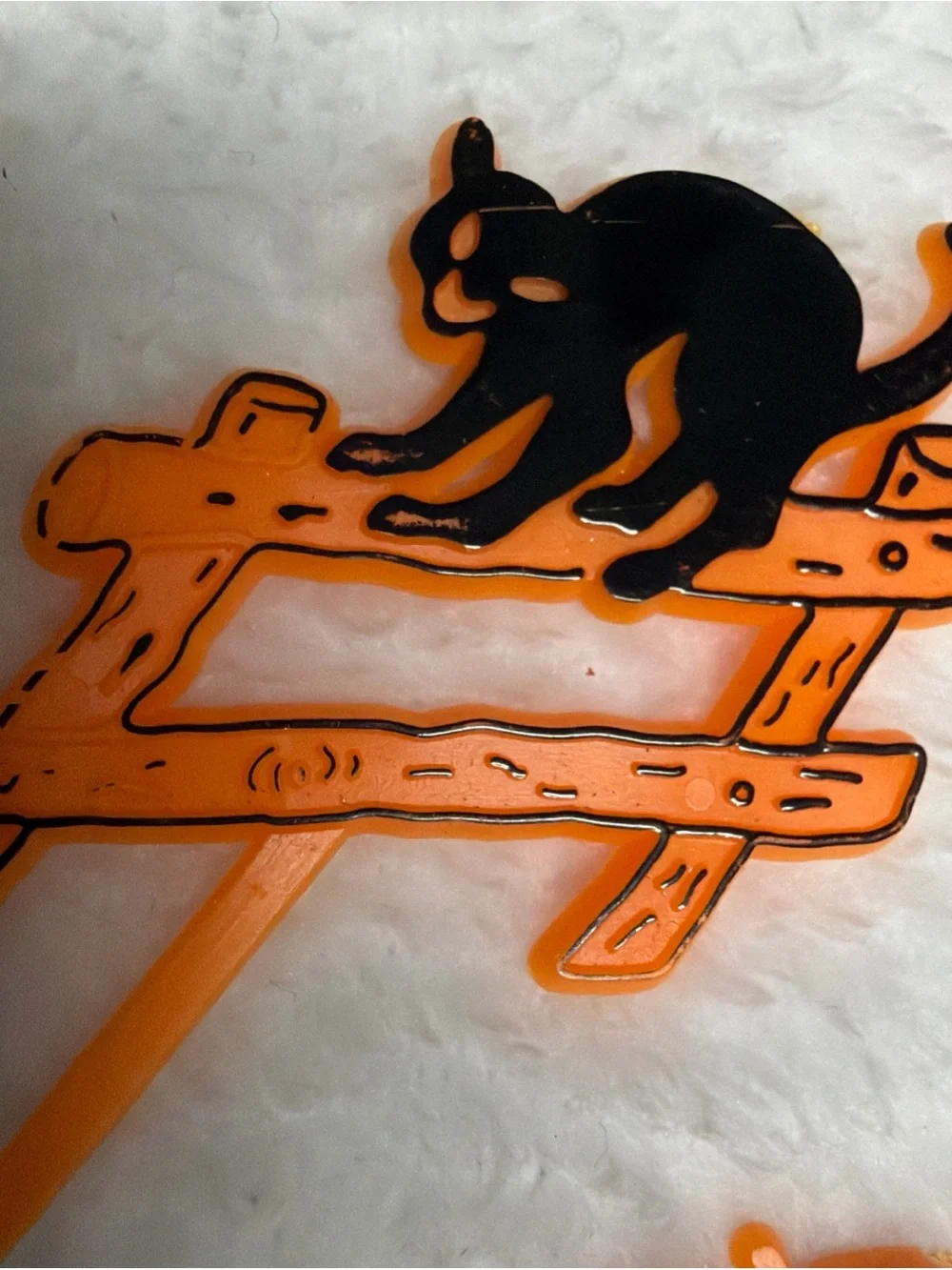 Vtg cupcake toppers Halloween Cat & Pumpkin Cupcake Picks - Orange & Black